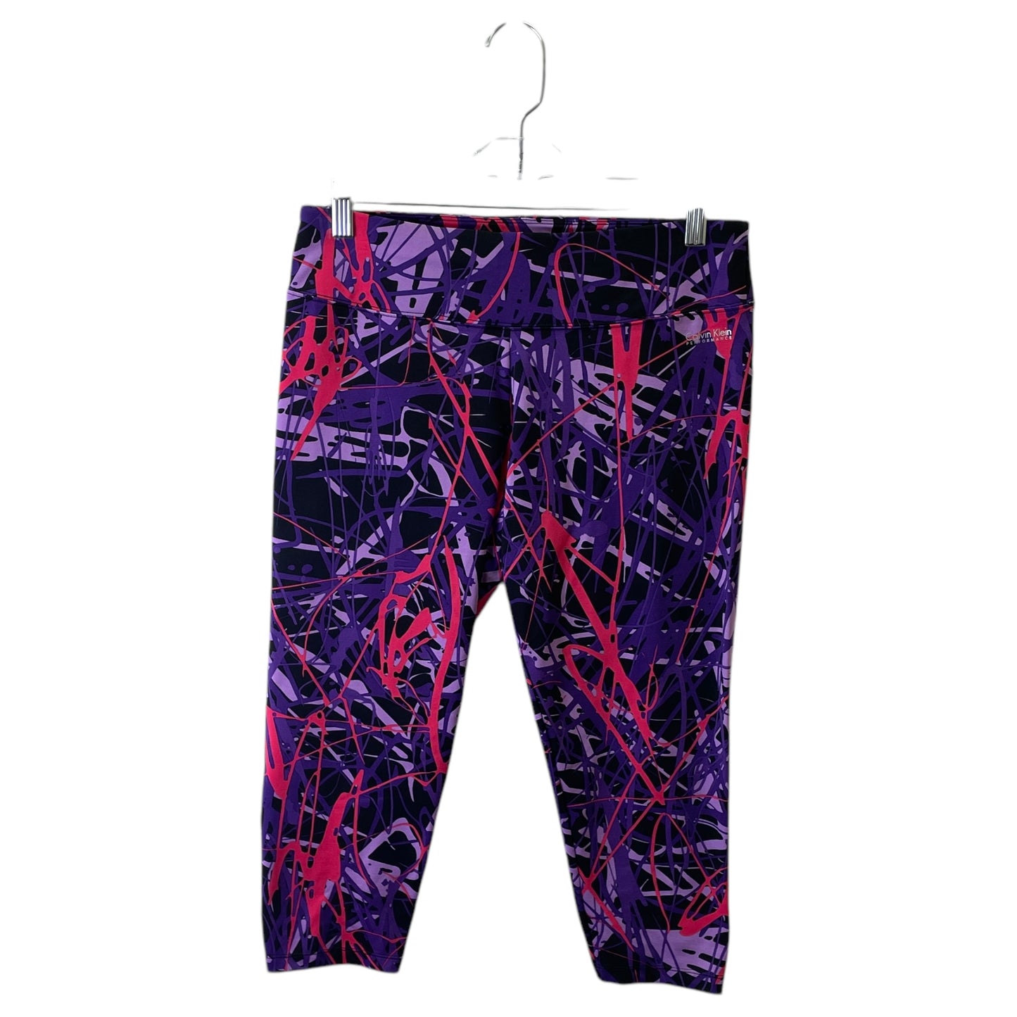 Athletic Leggings By Calvin Klein In Purple, Size:L