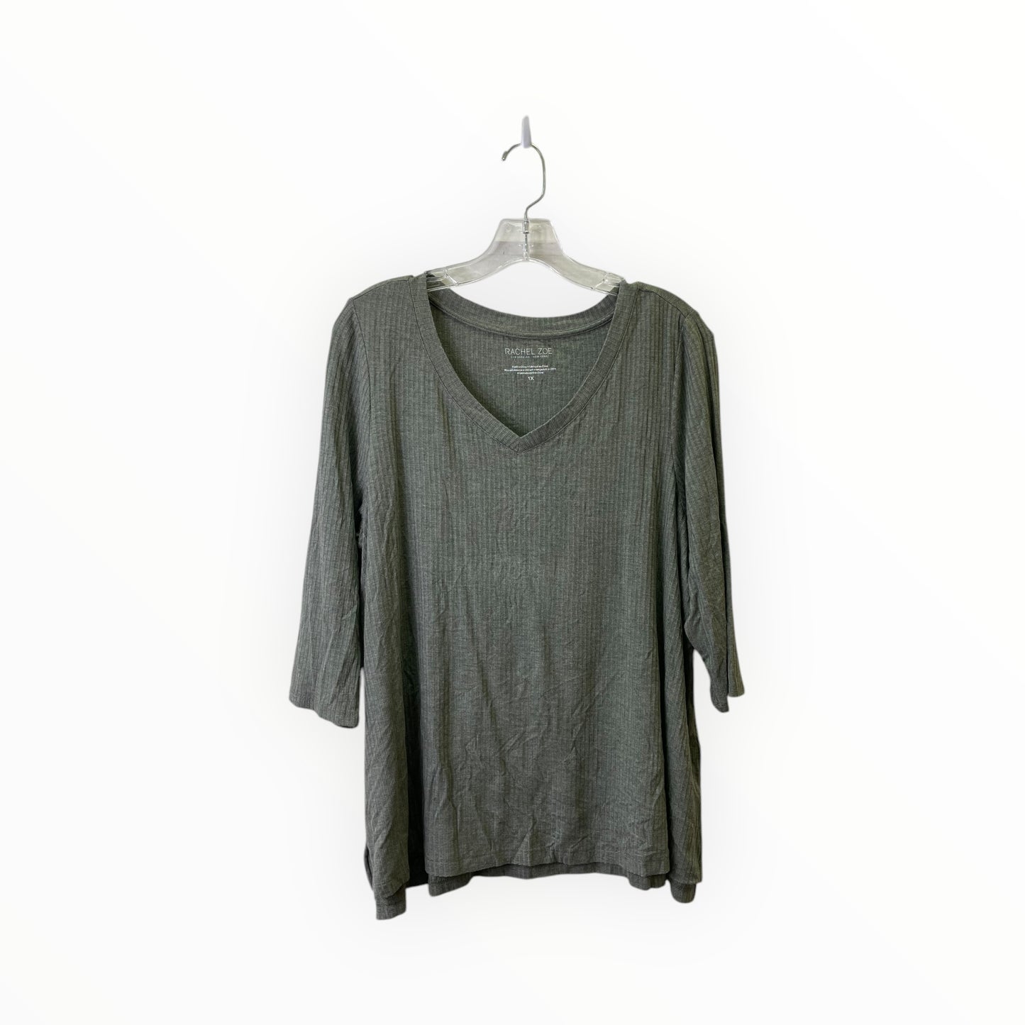Top 3/4 Sleeve Basic By Rachel Zoe In Green, Size:1X