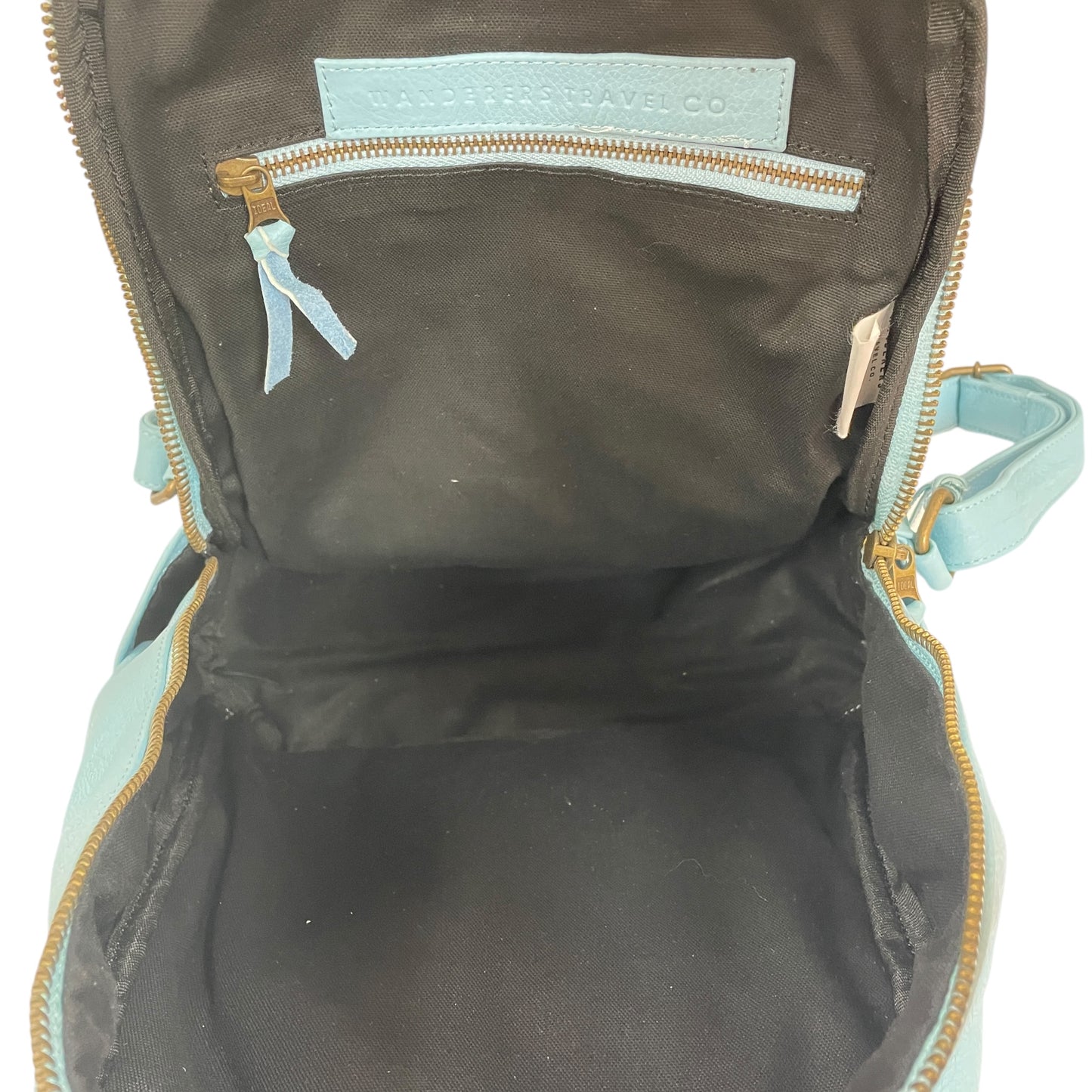 Backpack Leather By Wanderers Travel Co In Blue, Size:Large