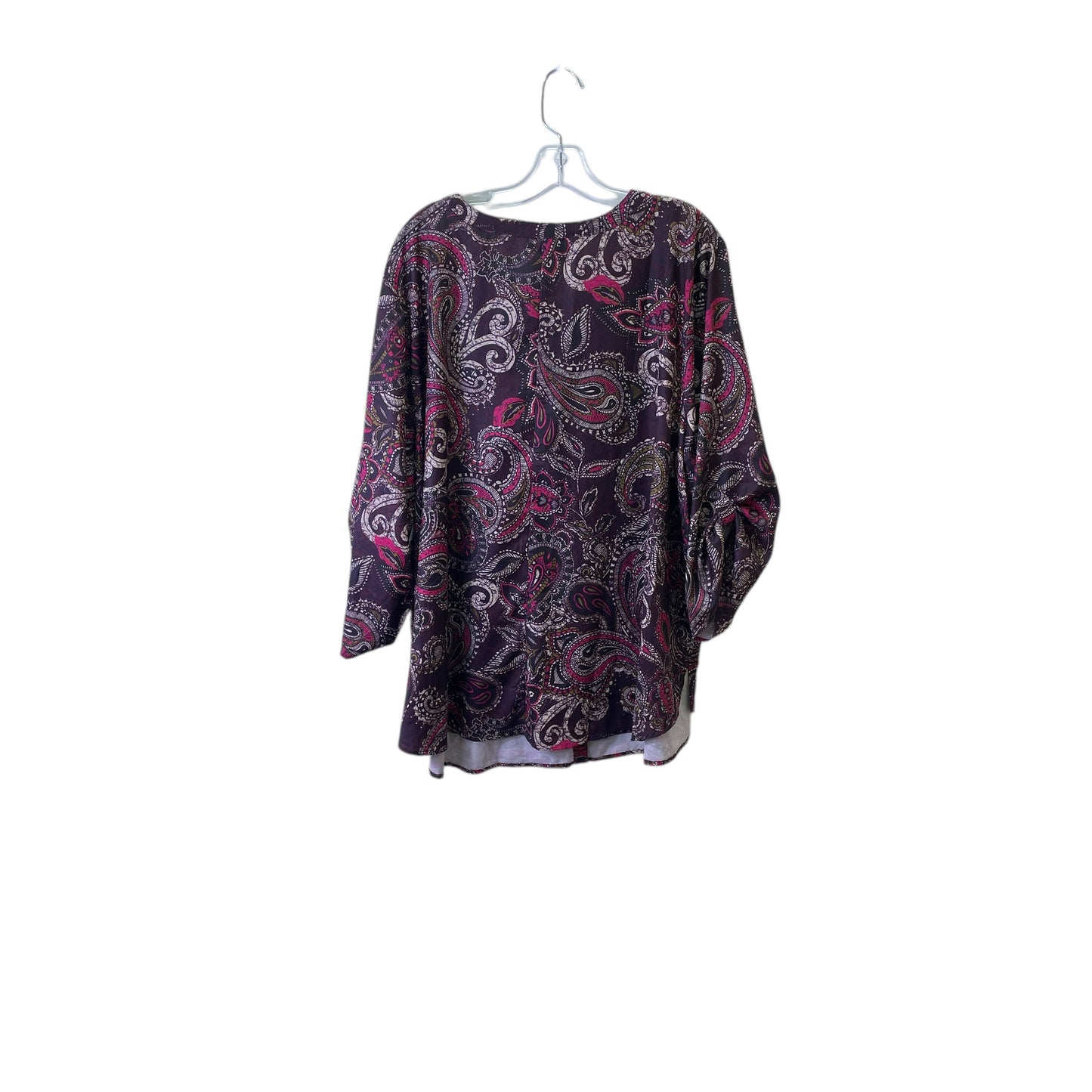 Top 3/4 Sleeve By Catherines In Maroon, Size:2X