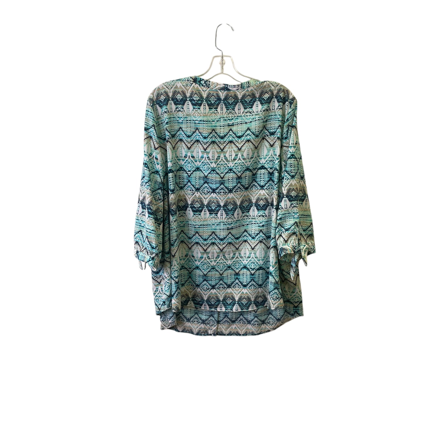 Top 3/4 Sleeve By Catherines In Blue & White, Size:2X