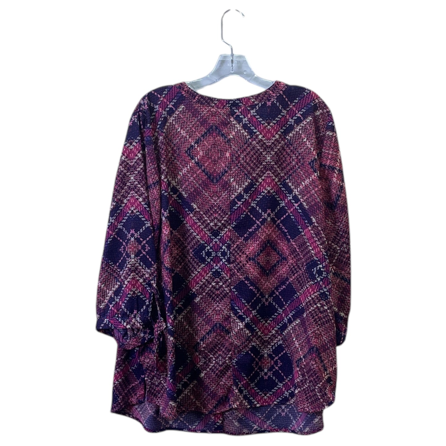 Top 3/4 Sleeve By Catherines In Pink & Purple, Size:2X