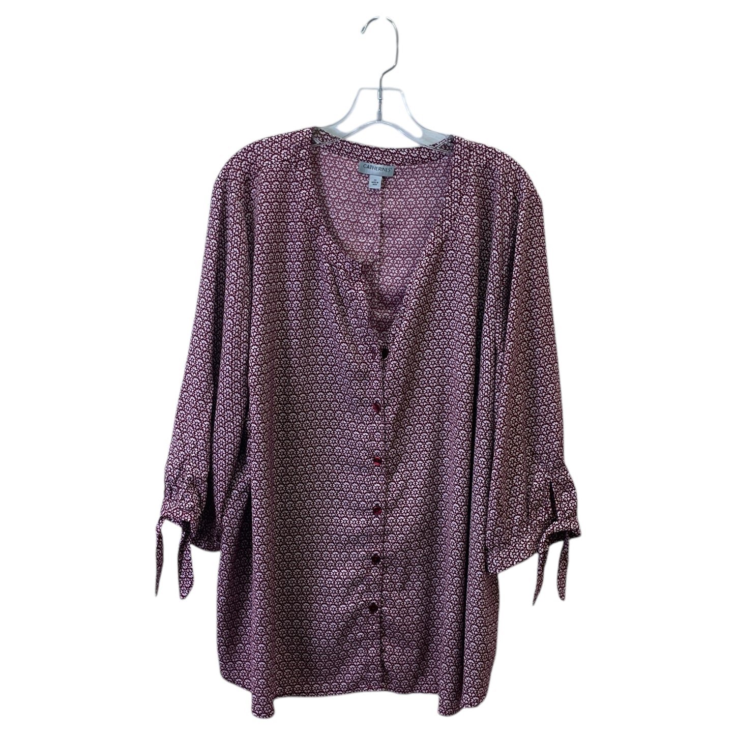 Top 3/4 Sleeve By Catherines In Maroon, Size:2X