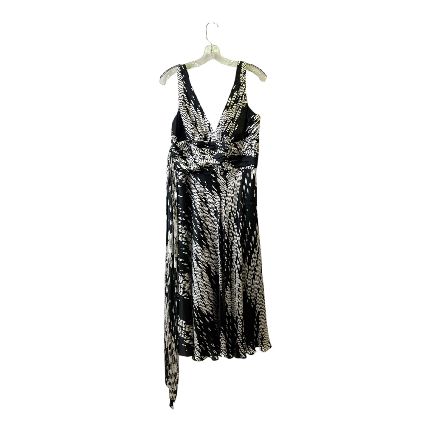 Dress Casual Midi By Carmen By Carmen Marc Valvo In Black & White, Size:L