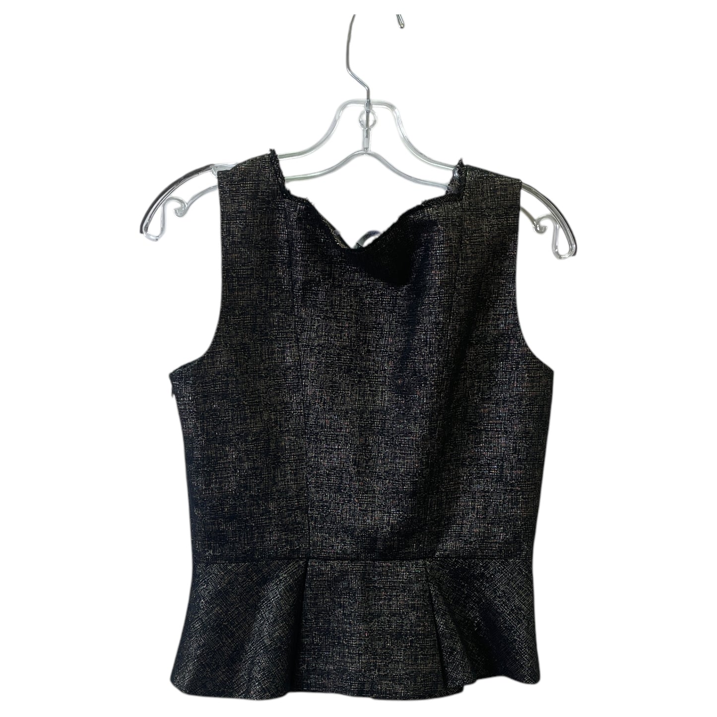 Top Sleeveless By Tahari By Arthur Levine In Black & Gold, Size:S