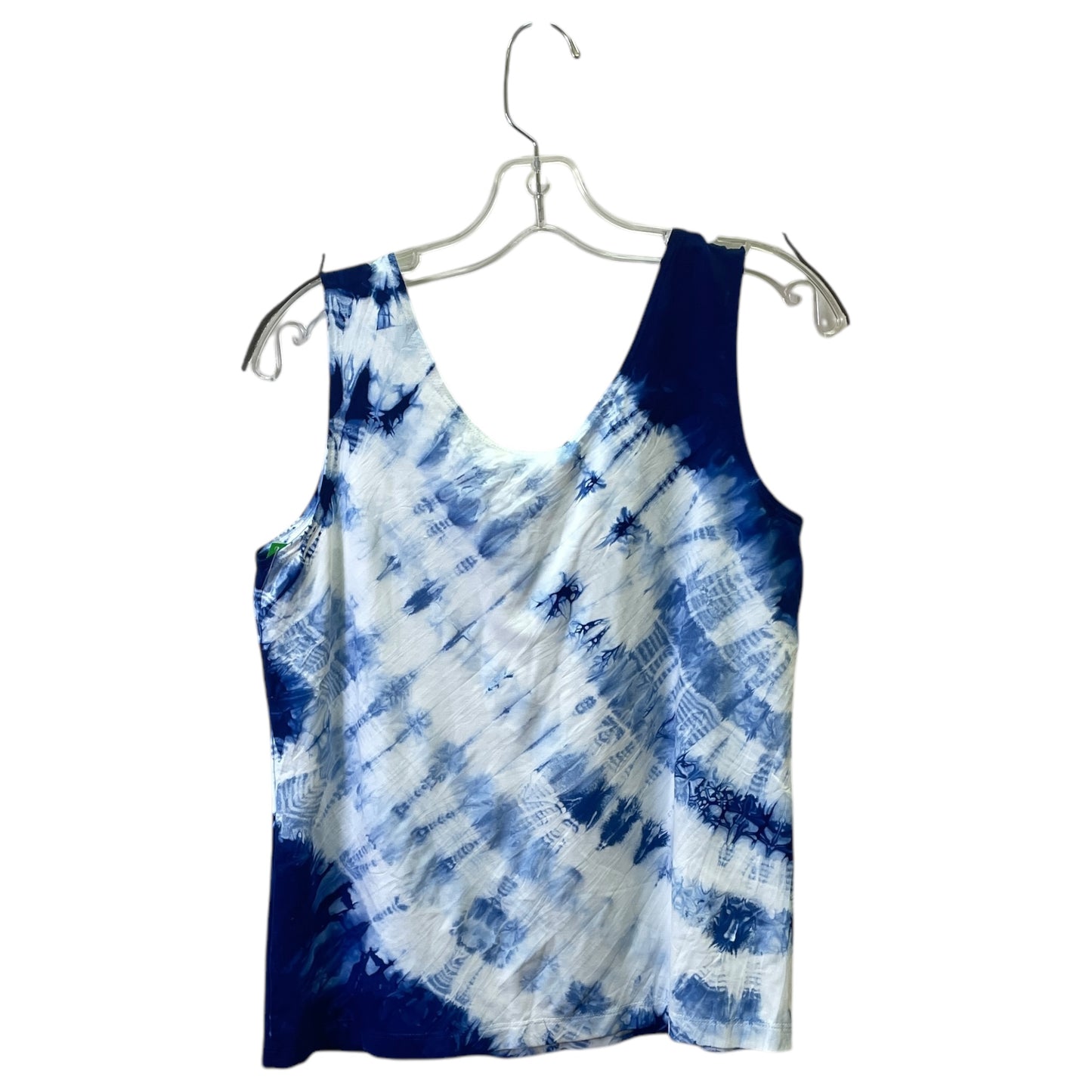 Top Sleeveless By Chicos In Blue & White, Size:M