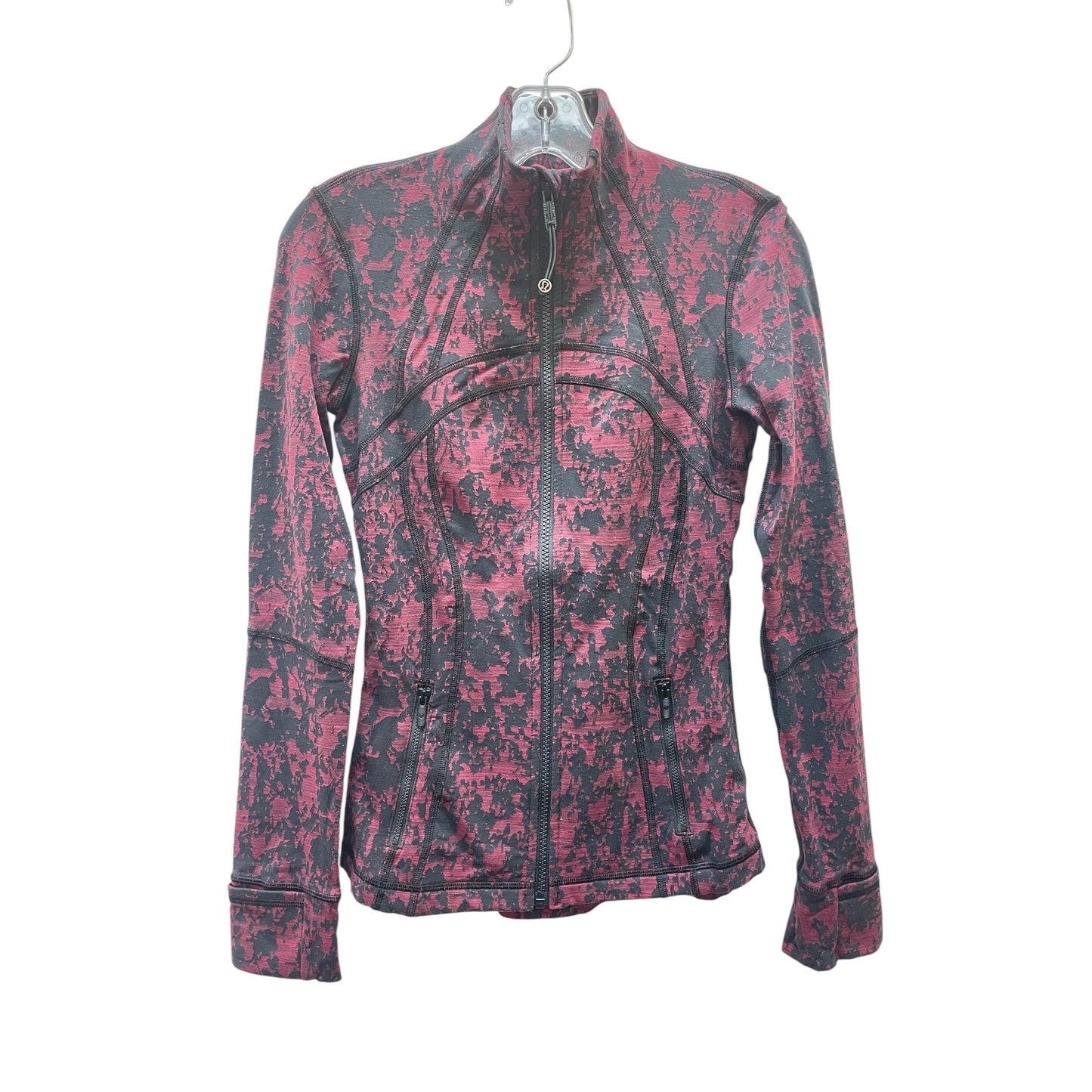 Athletic Jacket By Lululemon In Black & Red, Size:S