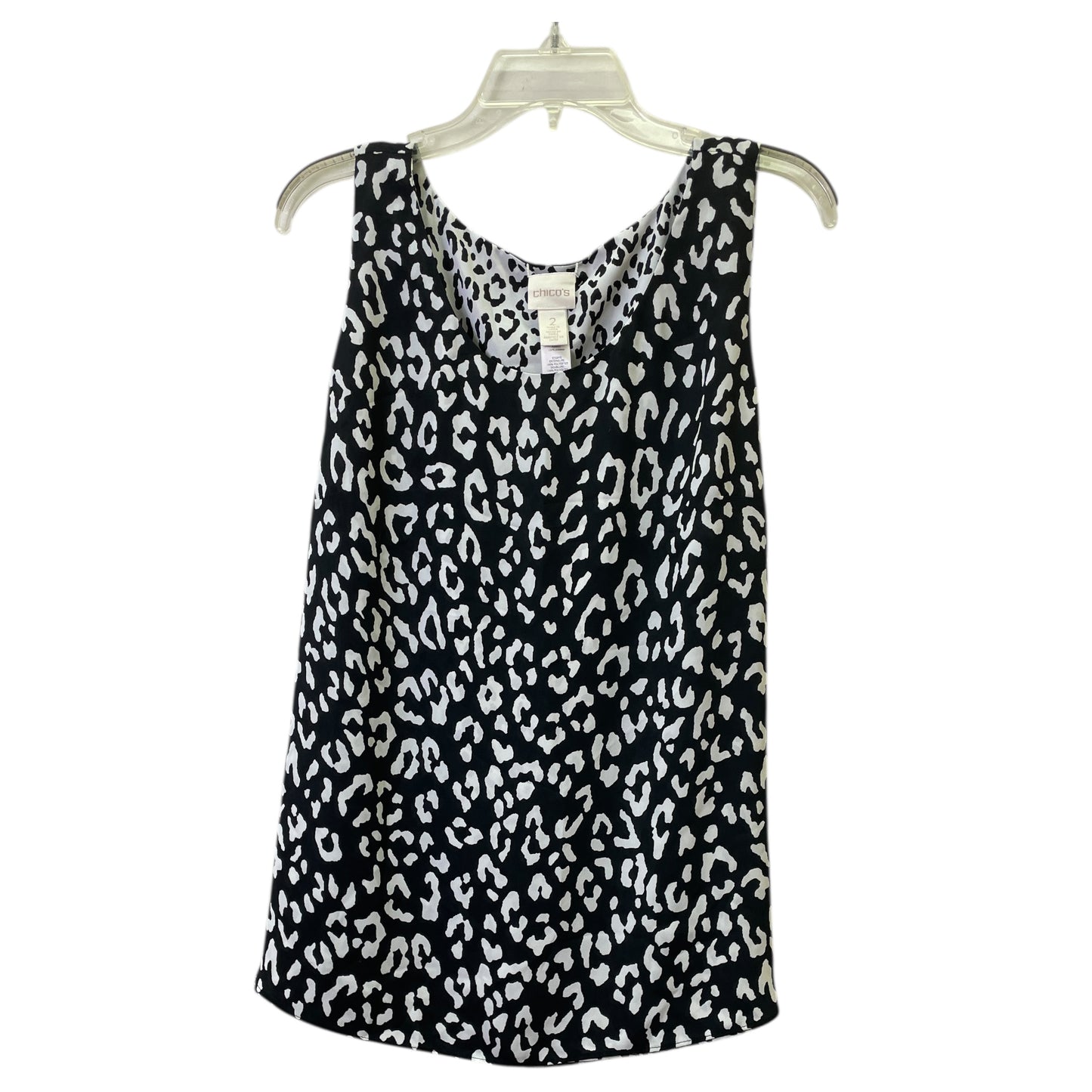 Top Sleeveless By Chicos In Black & White, Size:L