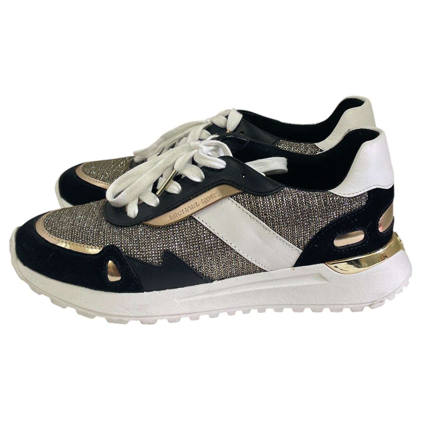 Shoes Sneakers By Michael By Michael Kors In Black & Gold, Size:7.5