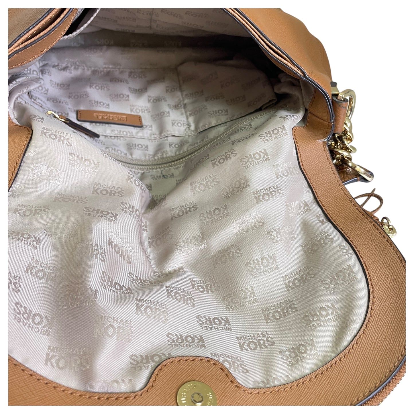 Handbag Designer By Michael Kors In Tan, Size:Medium