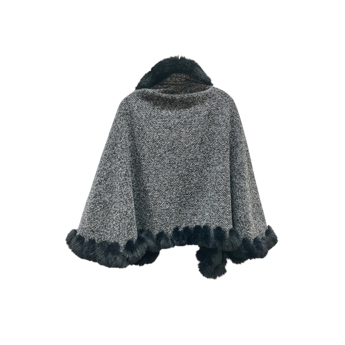 Poncho By Vince Camuto In Black & Grey, Size:0