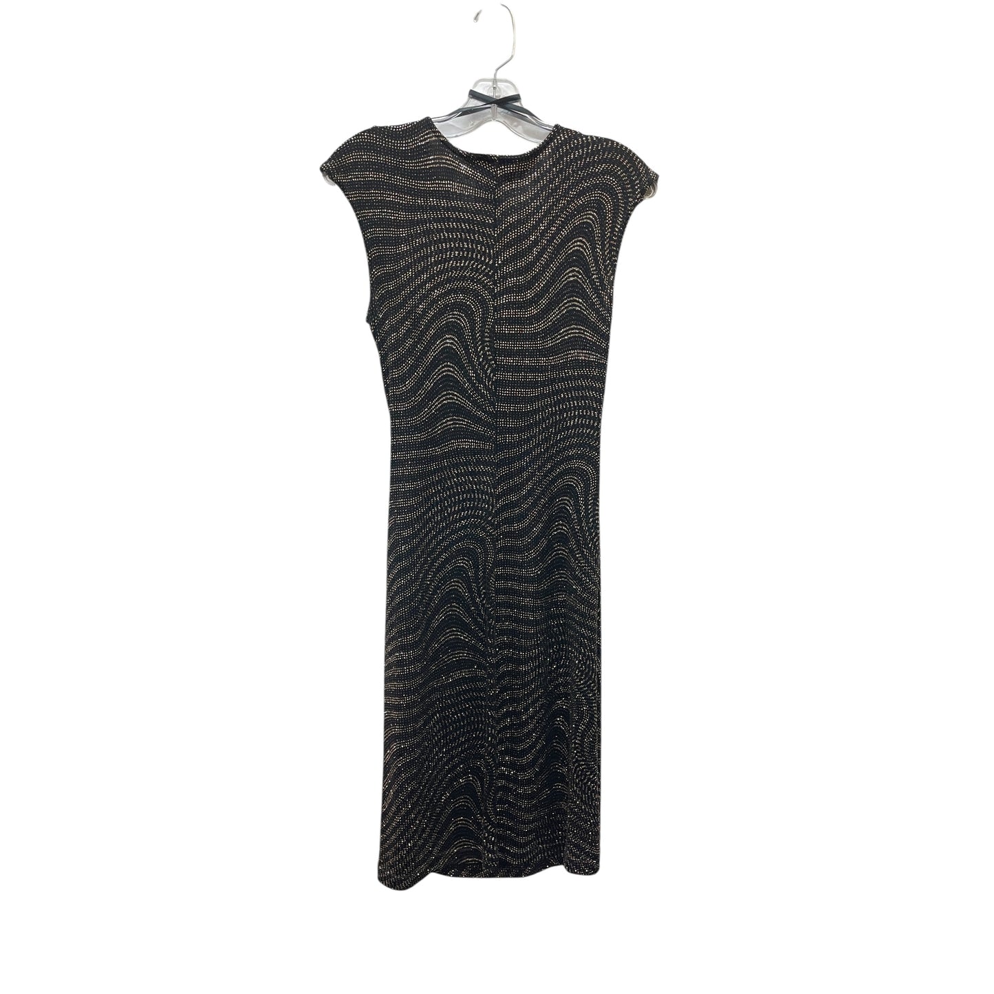 Dress Party Midi By Connected Apparel In Black & Gold, Size:6