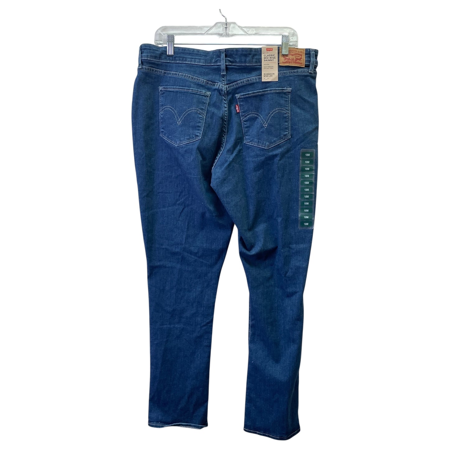 Jeans Skinny By Levis In Blue Denim, Size:18