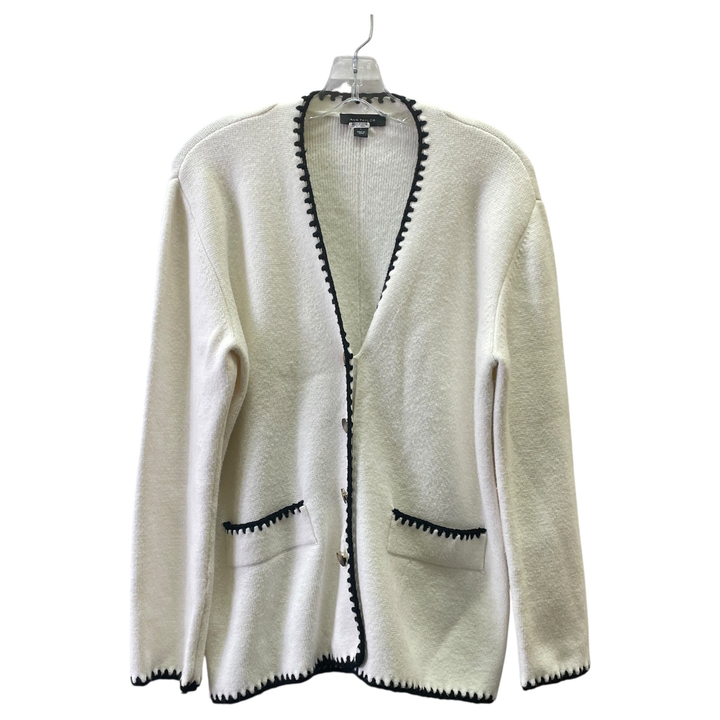 Sweater Cardigan By Ann Taylor In White, Size:L