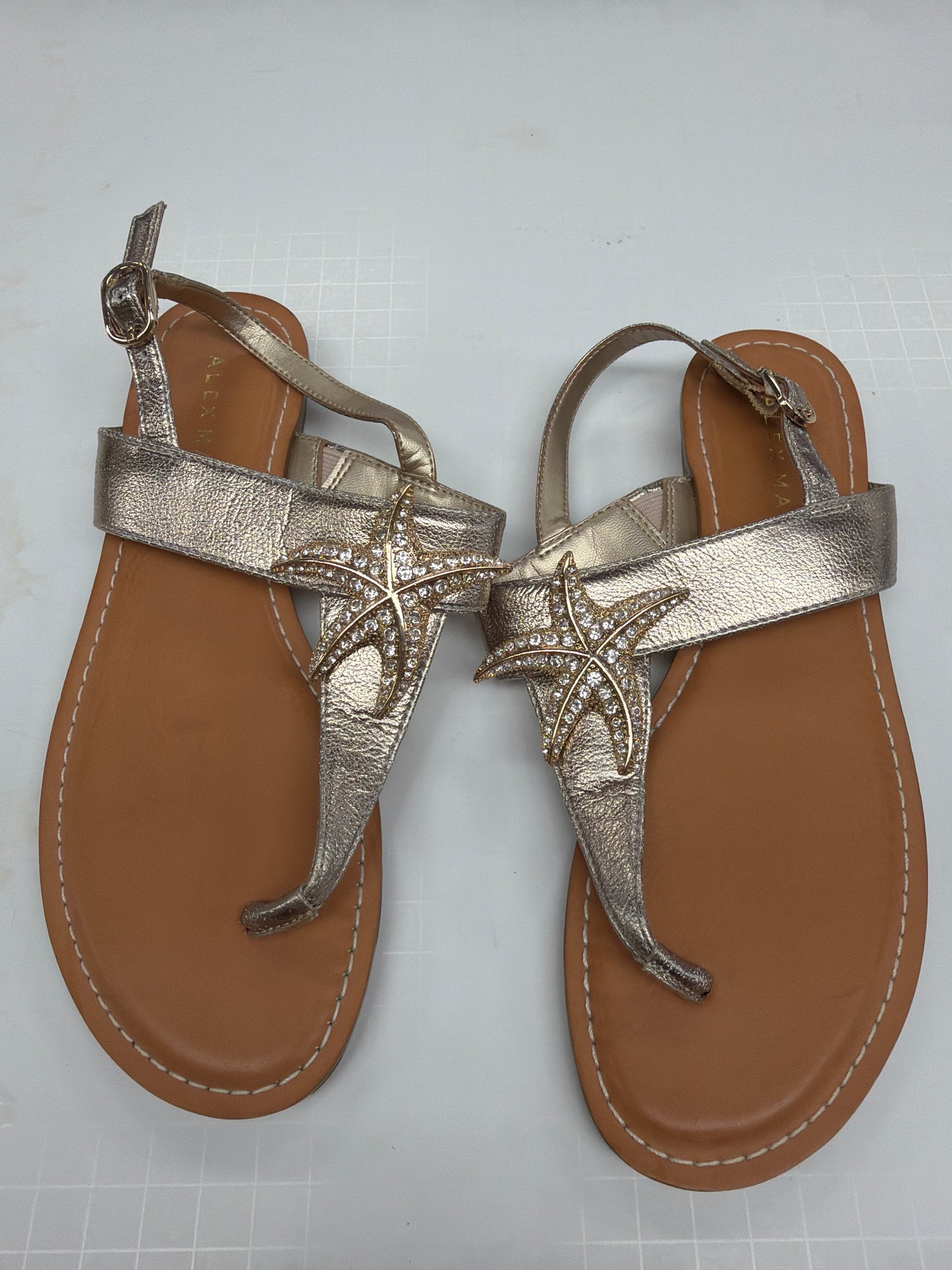 Sandals Flats By Alex Marie In Gold, Size:7.5