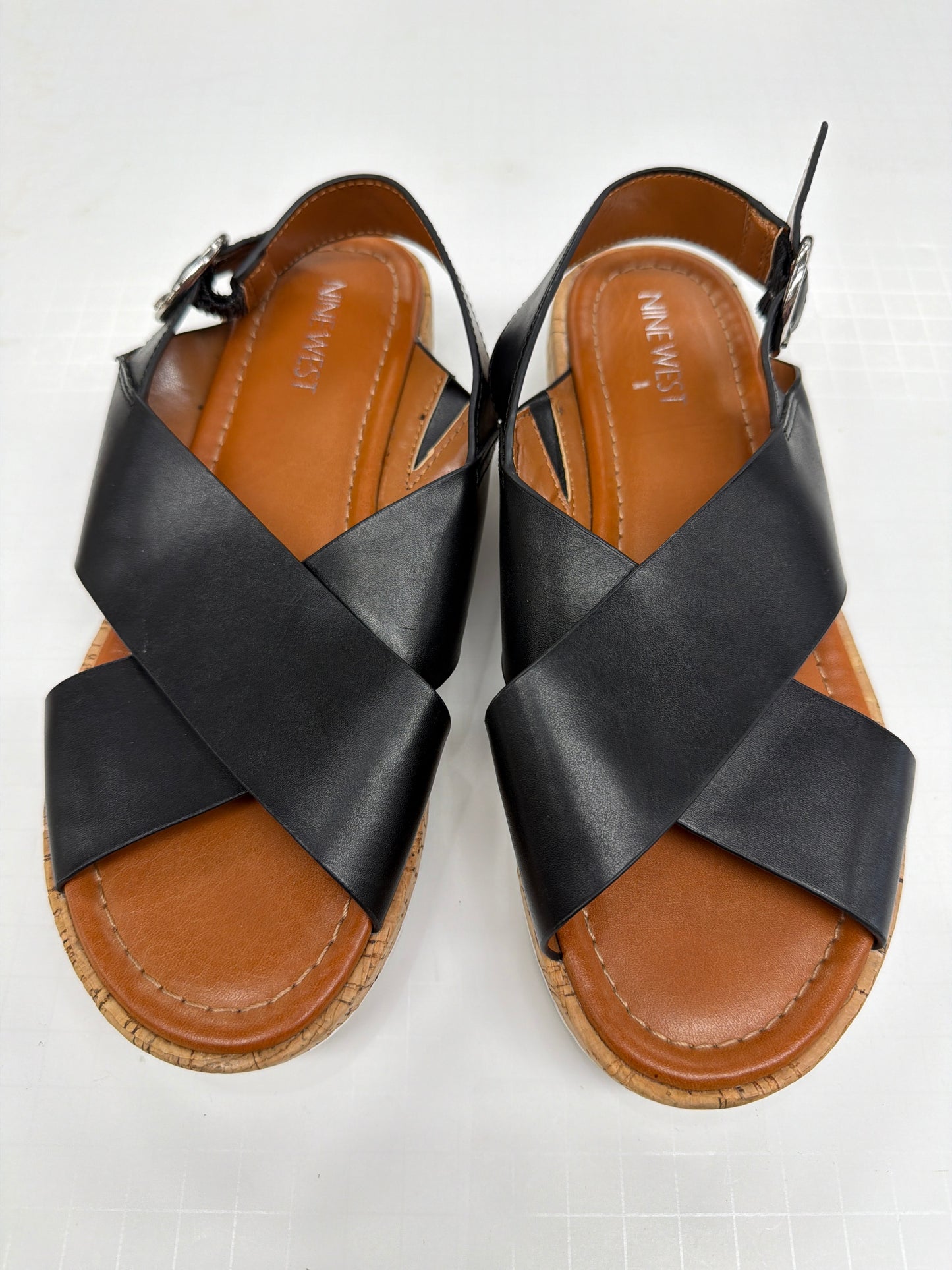 Sandals Heels Wedge By Nine West In Black, Size:7