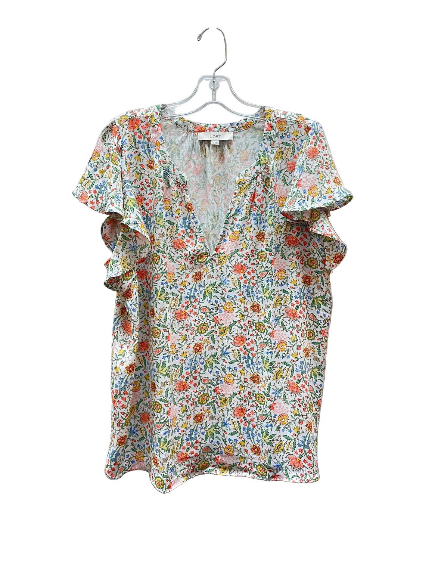 Blouse Ss By Loft In Floral Print, Size:Xl