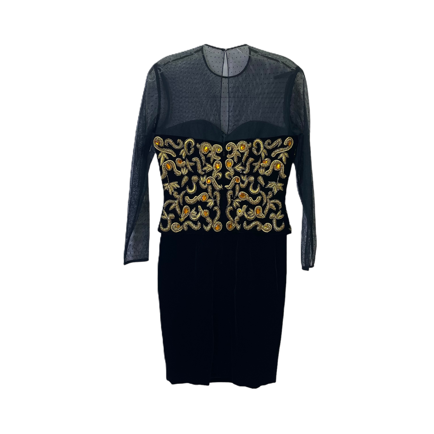 Black & Gold Dress Designer By Victoria Royal , Size: S