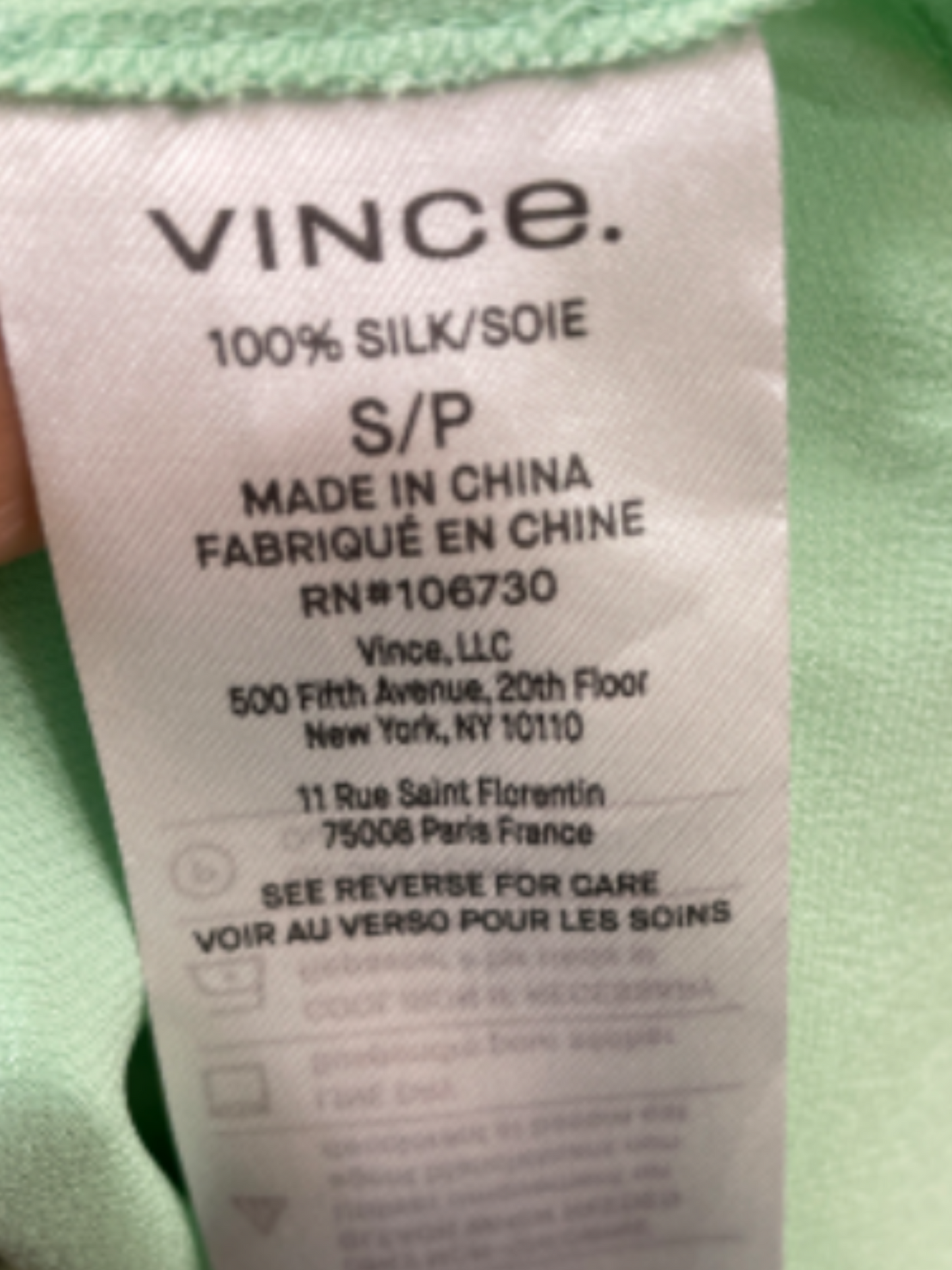 Green Tank Top By Vince, Size: S