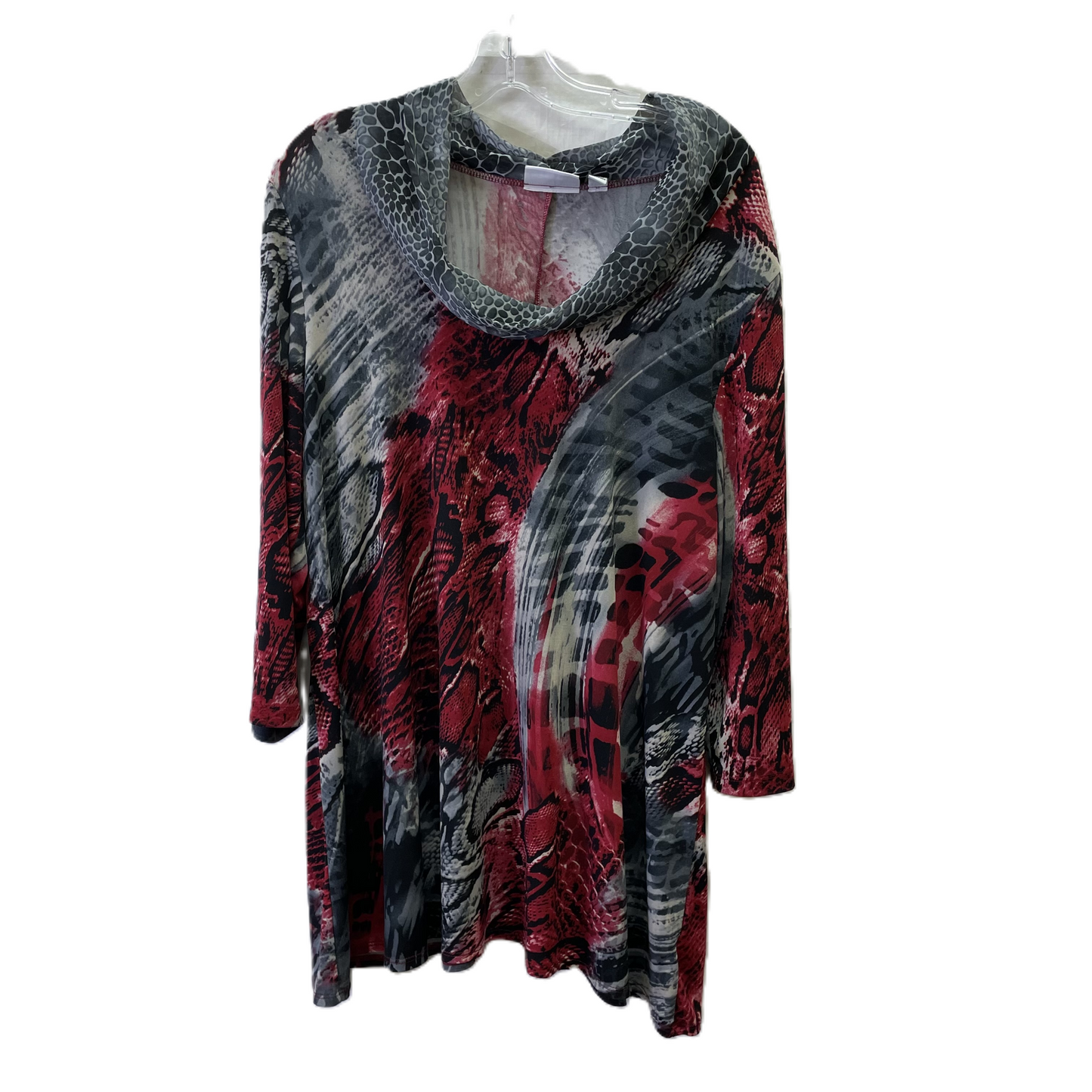 Top 3/4 Sleeve By Susan Graver In Grey & Red, Size: L