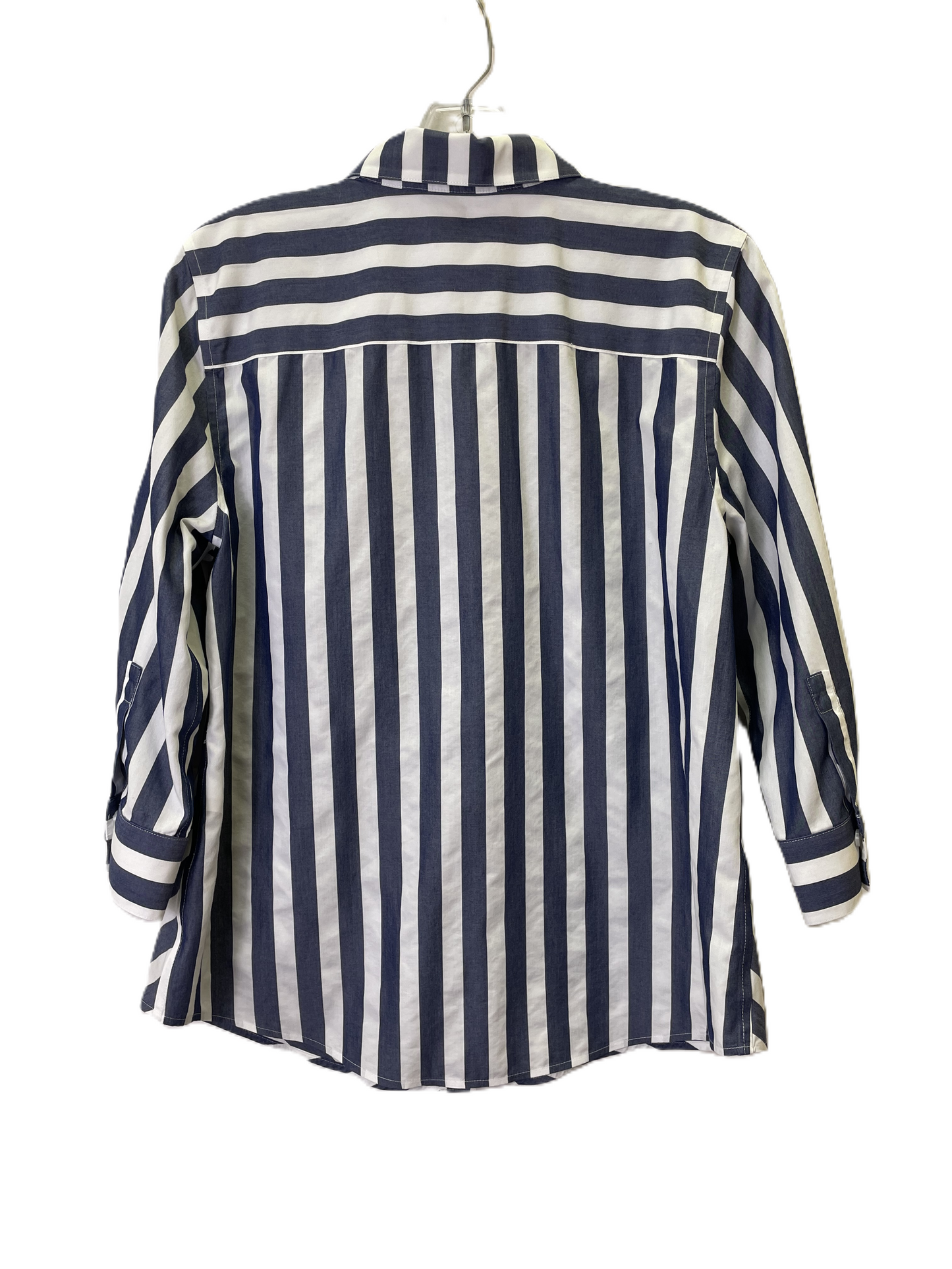 Top 3/4 Sleeve By Chicos In Blue & White, Size: M