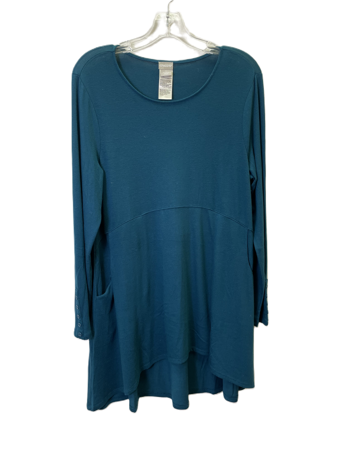 Top Long Sleeve Basic By Chicos In Teal, Size: M