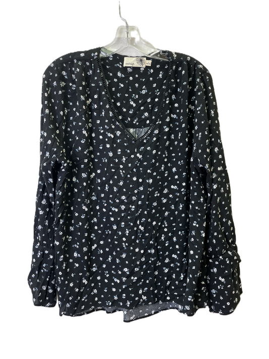 Top Long Sleeve By Cme In Black & White, Size: L