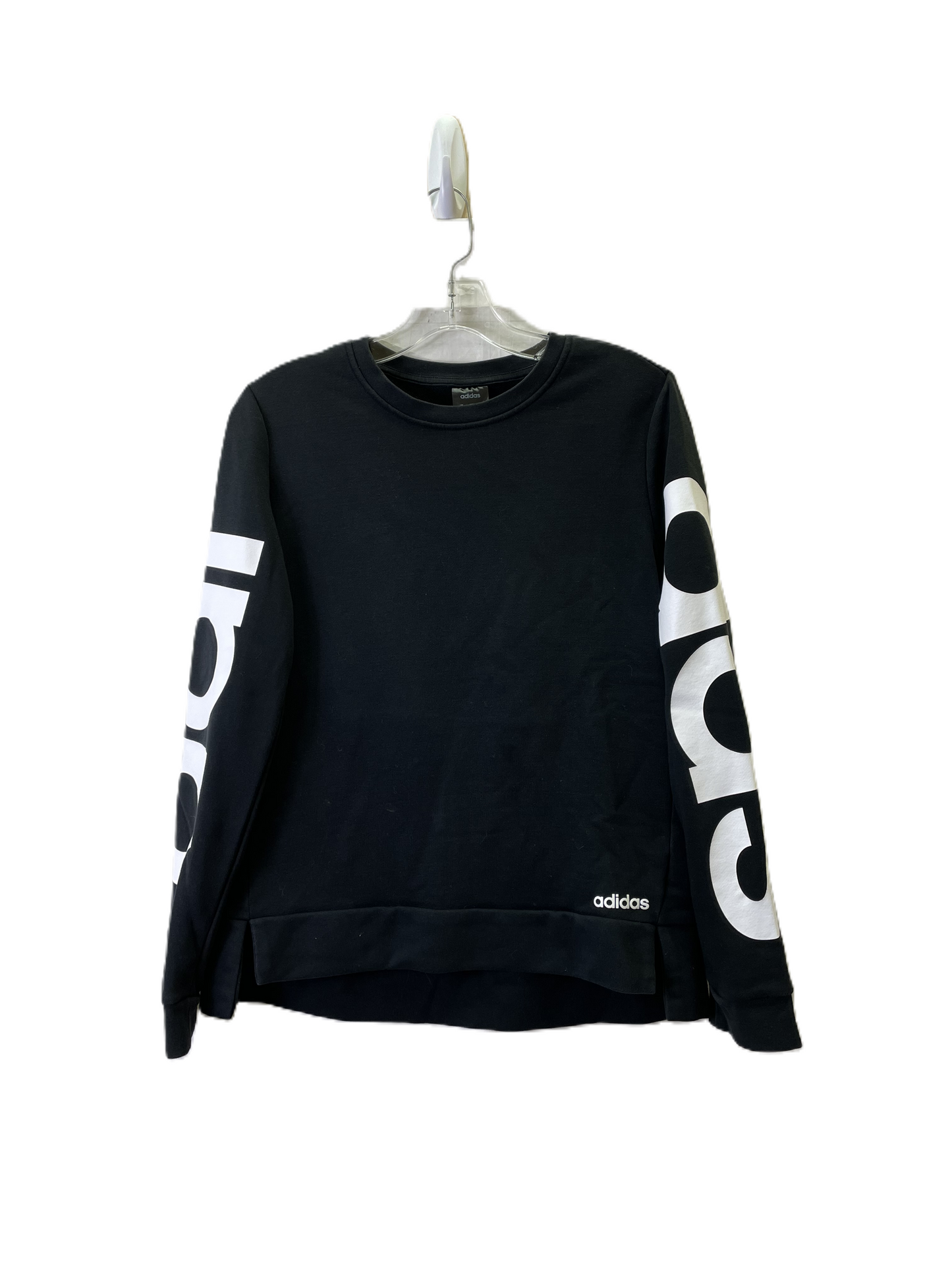 Athletic Top Long Sleeve Crewneck By Adidas In Black & White, Size: S