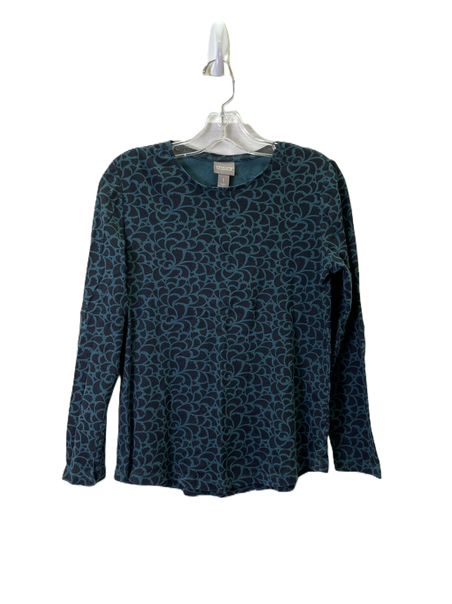 Top Long Sleeve By Chicos In Teal, Size: M