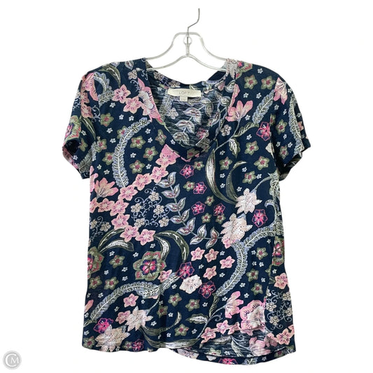 Top Short Sleeve By Loft In Floral Print, Size: Xs