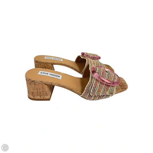 Sandals Heels Block By Steve Madden In Gold & Pink, Size: 7