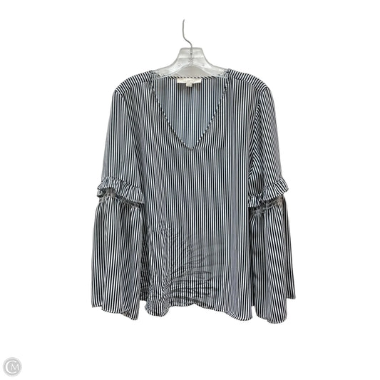 Top Long Sleeve By Loft In Black & White, Size: L