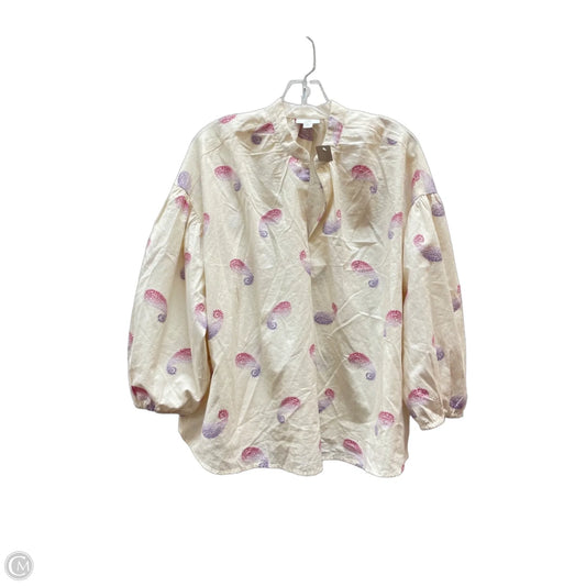 Top Long Sleeve By J. Jill In Cream & Purple, Size: M