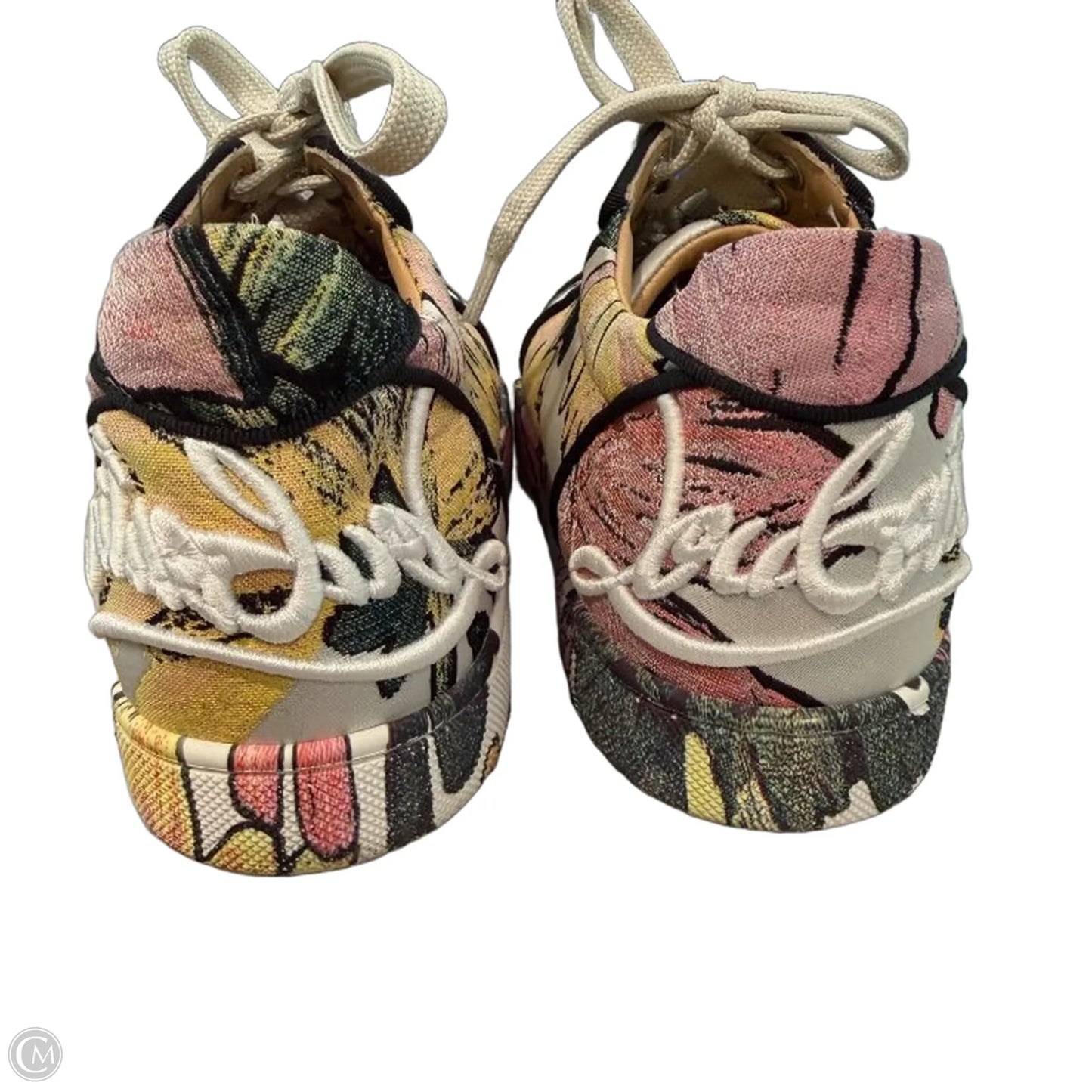 Shoes Luxury Designer By Christian Louboutin In Green & Pink, Size: 6.5