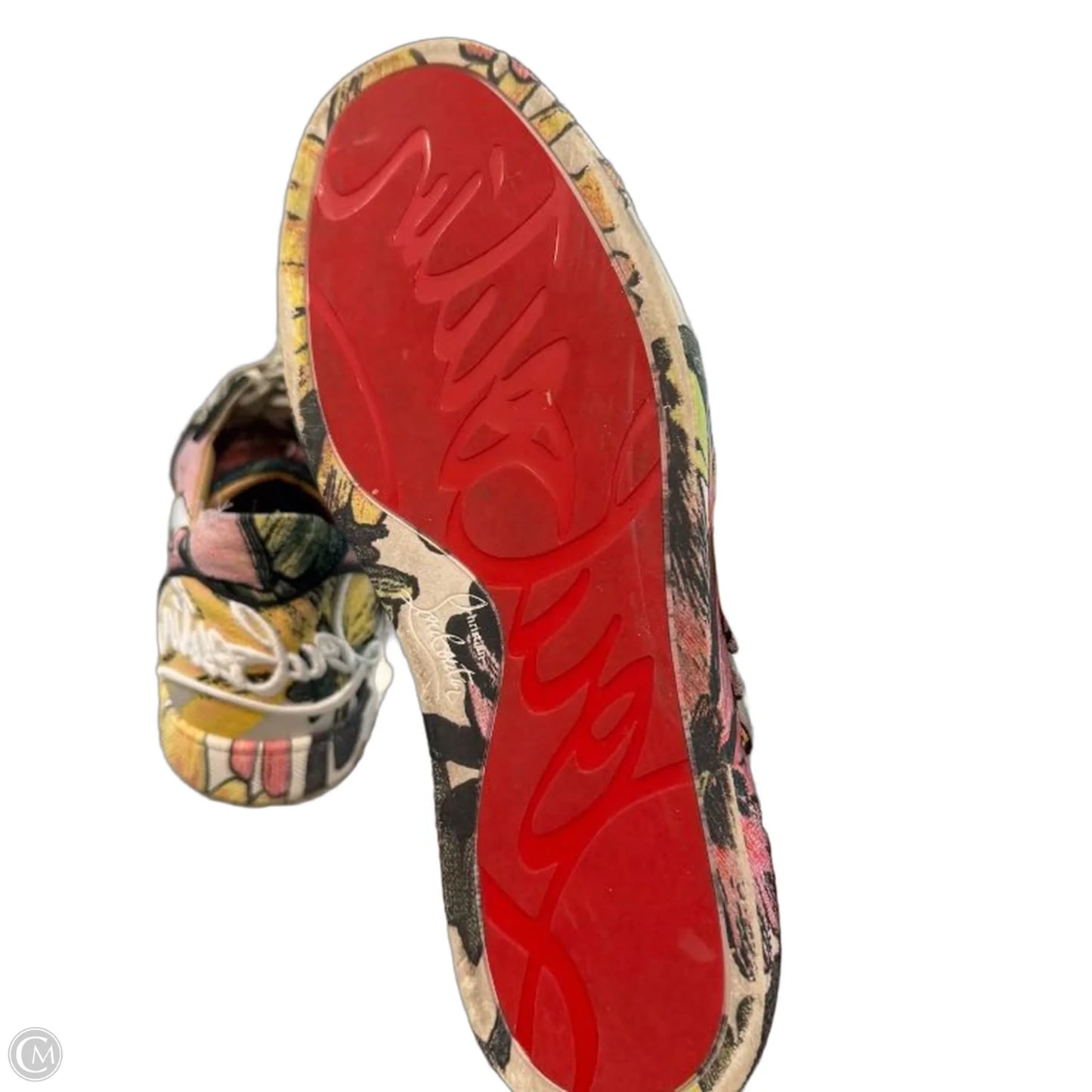 Shoes Luxury Designer By Christian Louboutin In Green & Pink, Size: 6.5