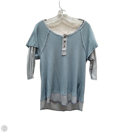Top 3/4 Sleeve By Cmc In Blue, Size: L