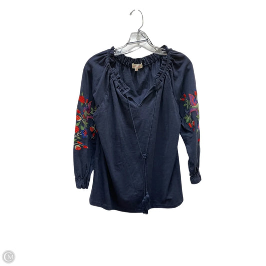 Top Long Sleeve By Solitaire In Blue, Size: S