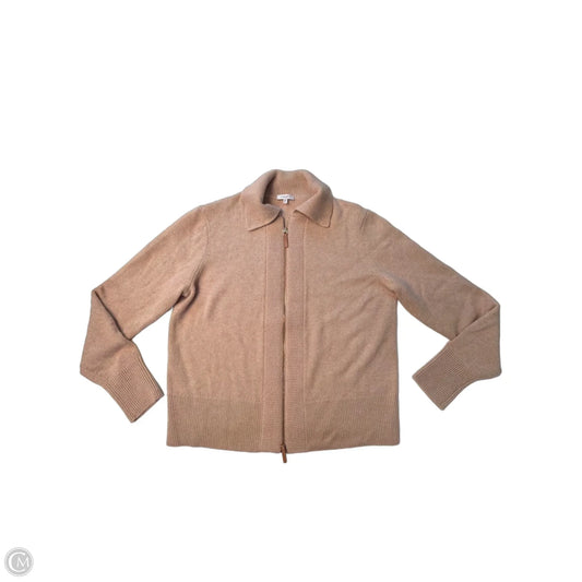 Sweater Cardigan Designer By Lafayette 148 In Tan, Size: L