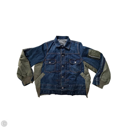 Jacket Denim By Sakai In Blue & Green, Size: L