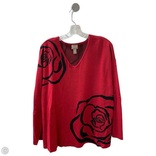 Sweater By Chicos In Red, Size: Xl