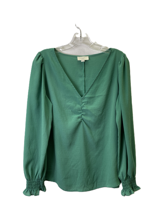 Top Long Sleeve Basic By Loft In Green, Size: M