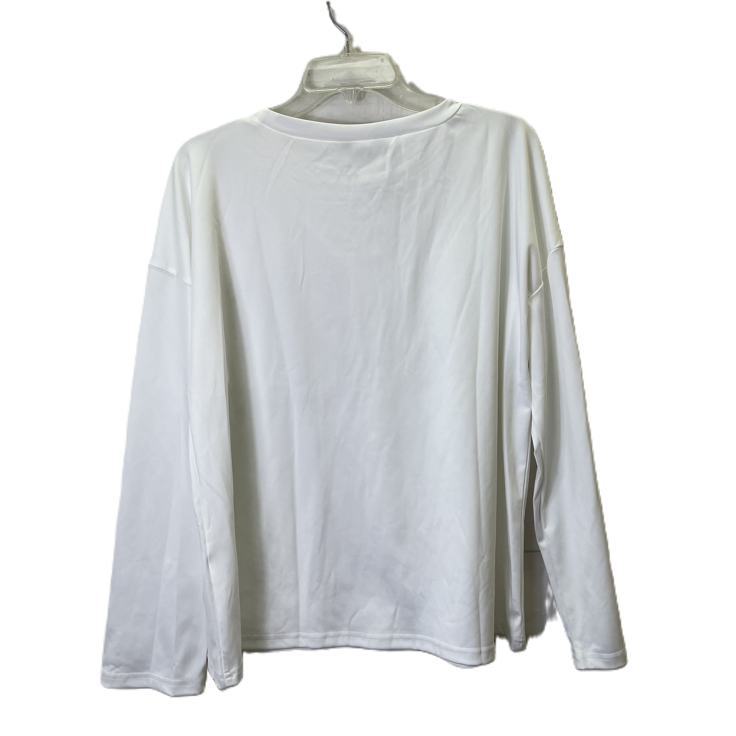 Top Long Sleeve Basic By Chicme In White, Size: 1x