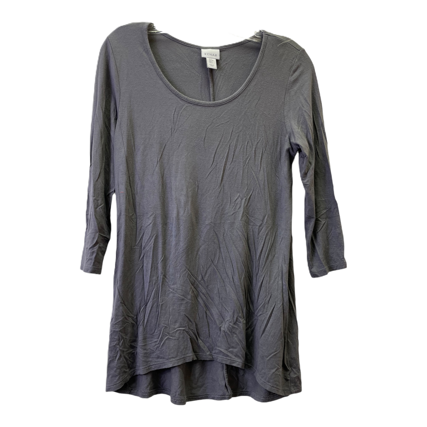 Grey Top 3/4 Sleeve Basic By Kenar, Size: S