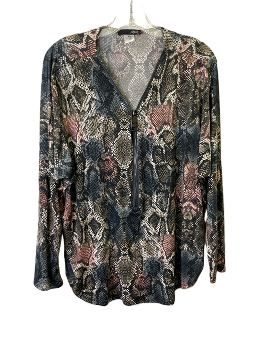 Top Long Sleeve By Ariella In Animal Print, Size: L