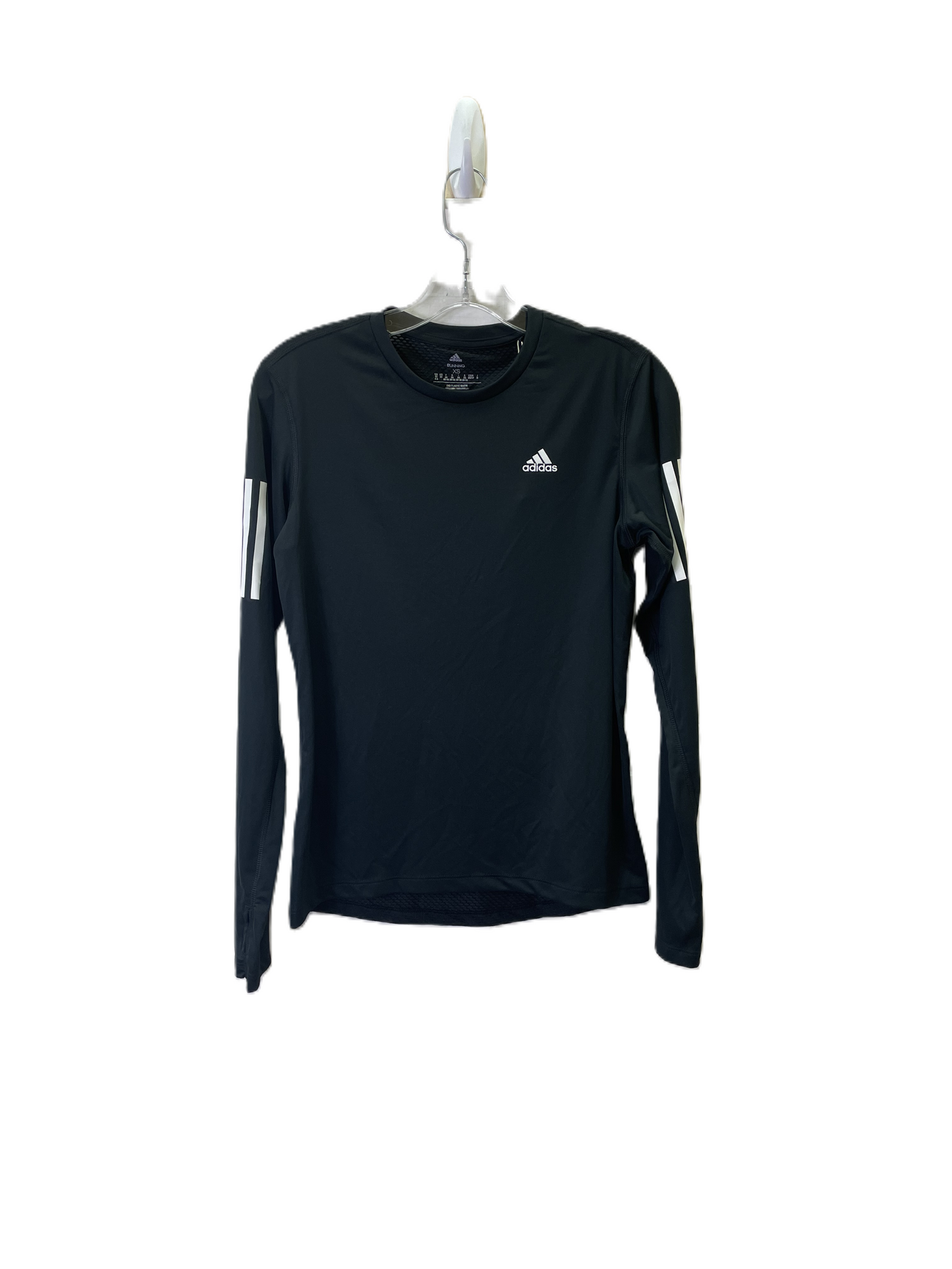 Athletic Top Long Sleeve Collar By Adidas In Black, Size: Xs