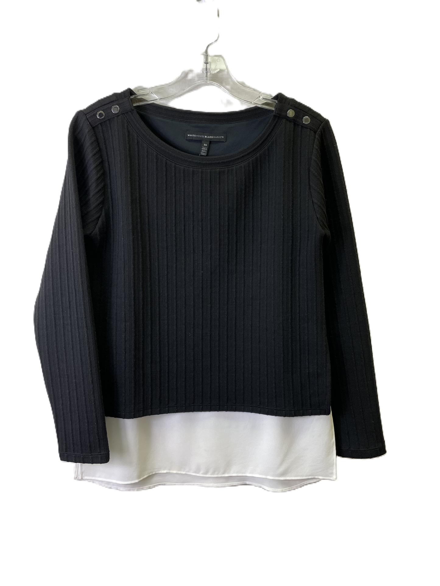 Top Long Sleeve By White House Black Market In Black White, Size: Xs