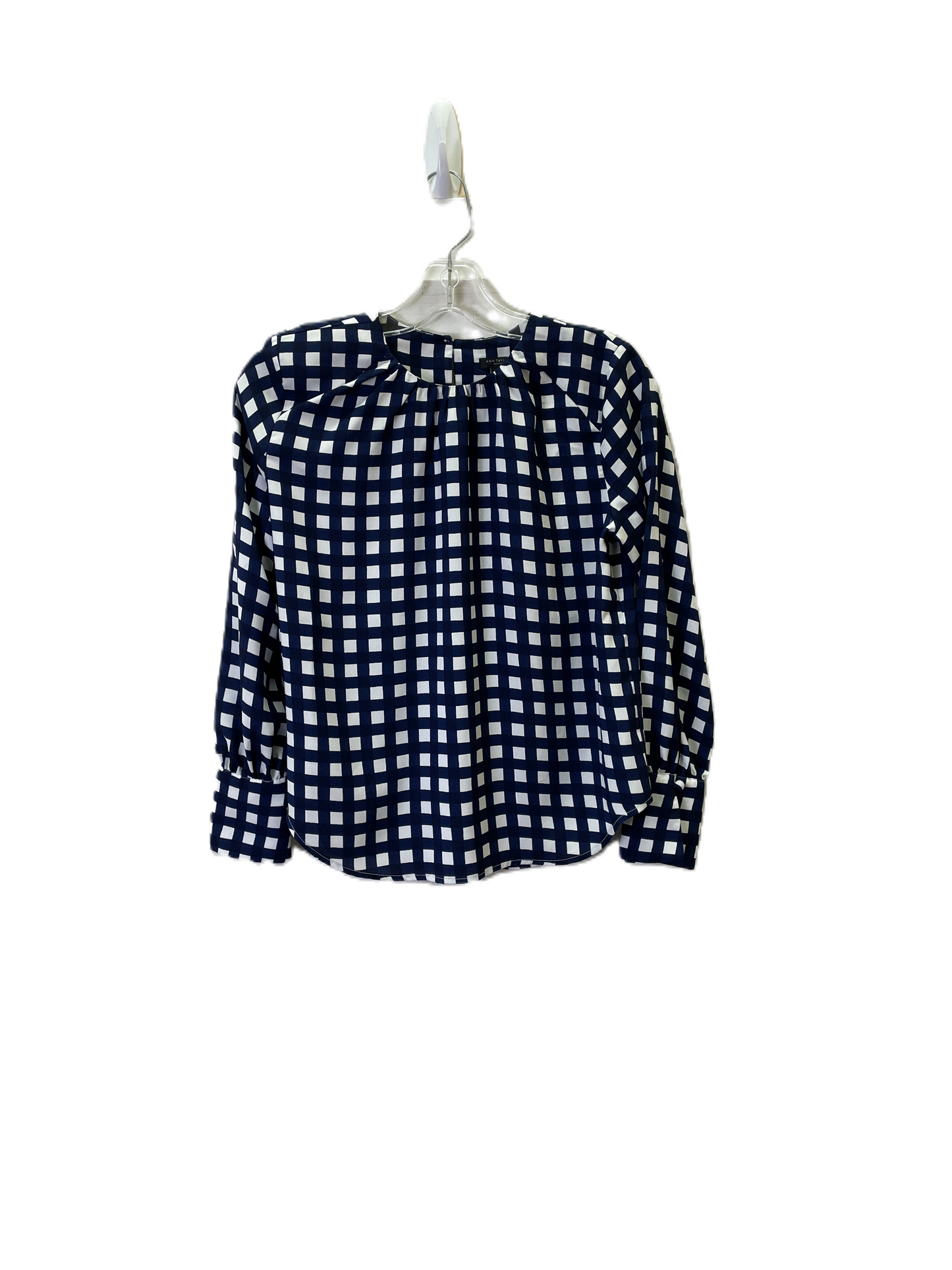 Top Long Sleeve By Ann Taylor In Blue & White, Size: Xxsp