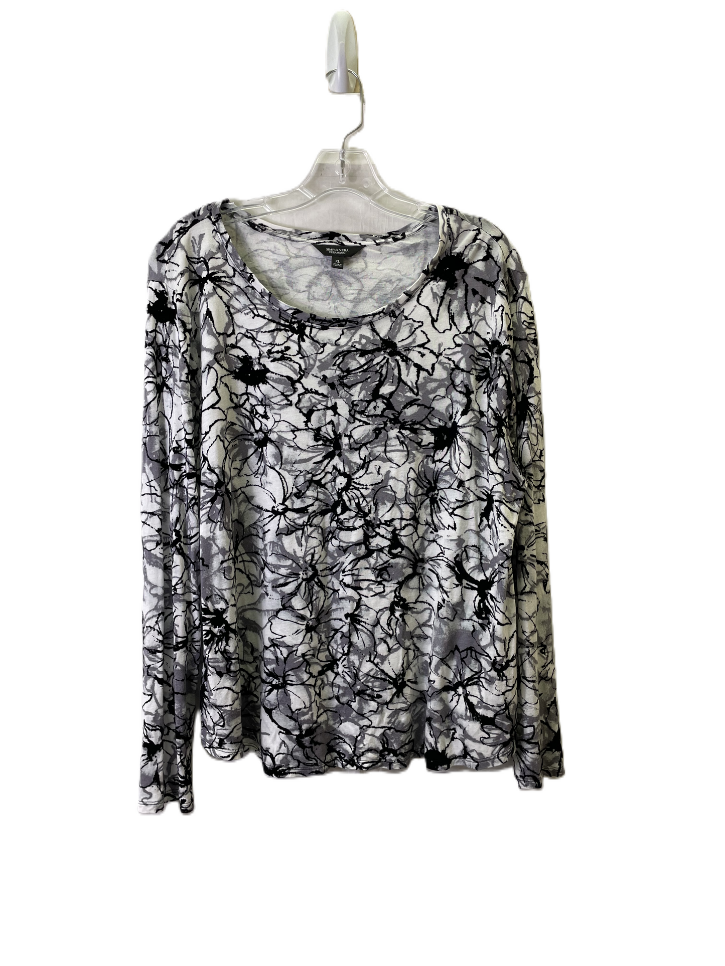 Top Long Sleeve By Simply Vera In Black & White, Size: Xl