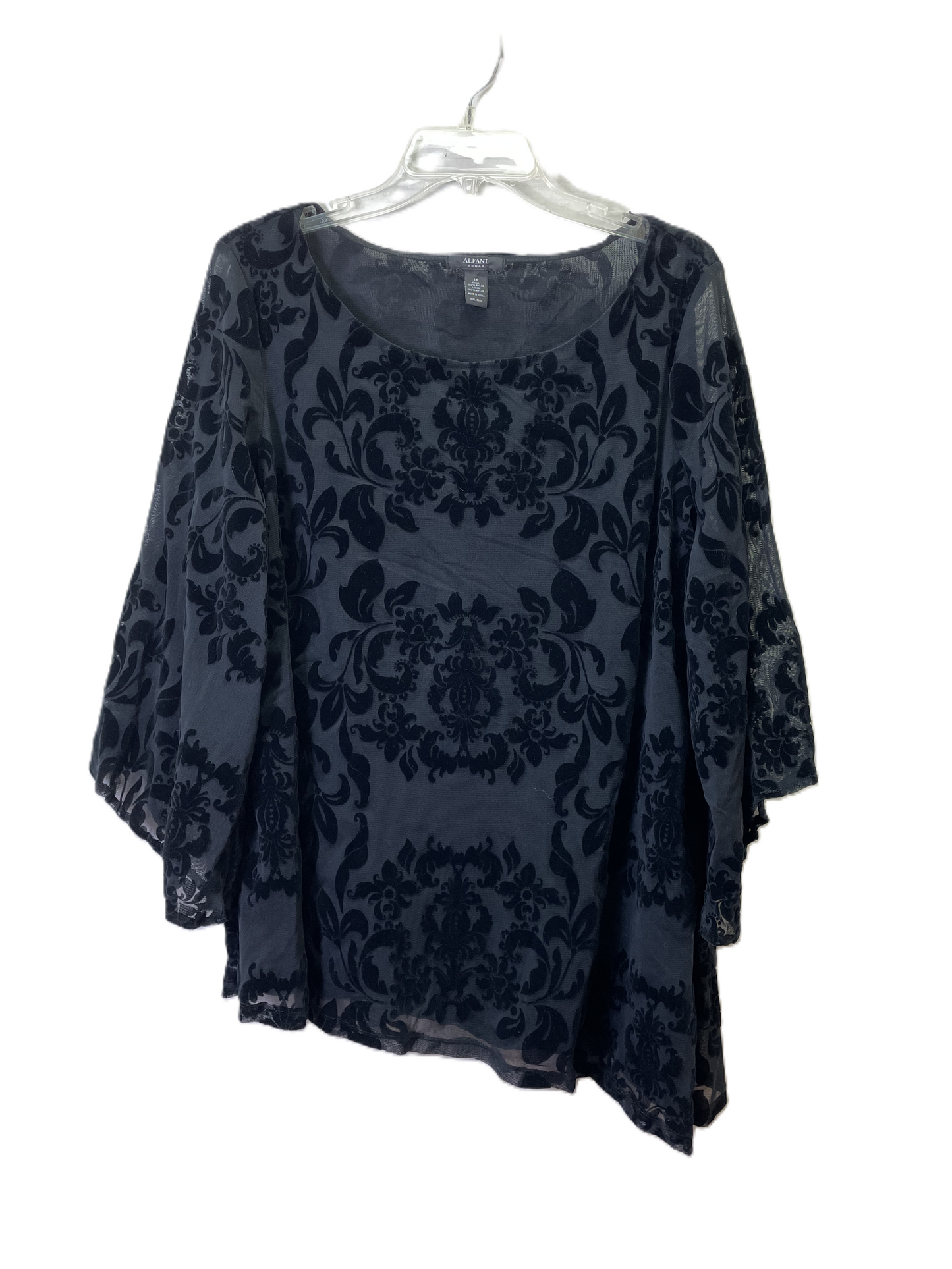 Top 3/4 Sleeve By Alfani In Black, Size: 1x