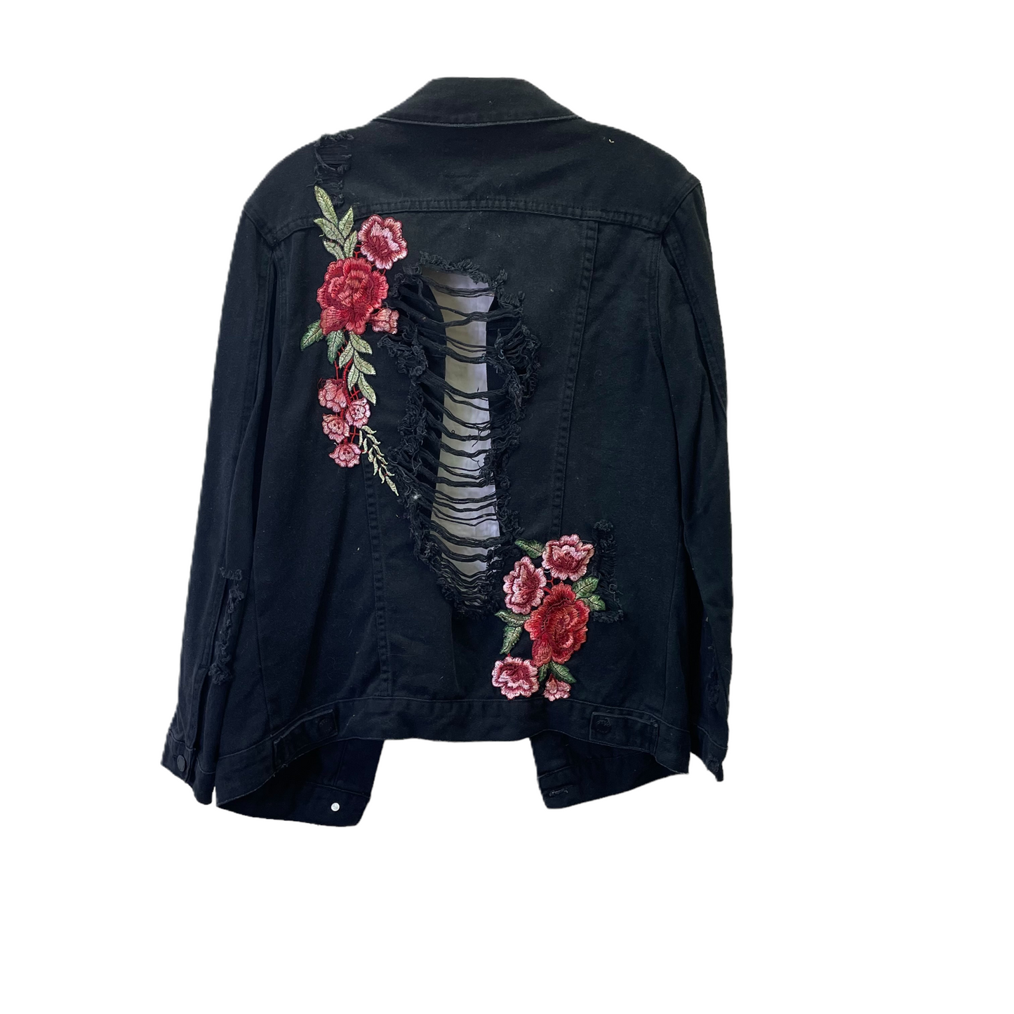 Black Denim Jacket Denim By Boom Boom Jeans, Size: S